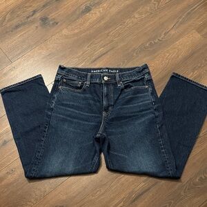 American Eagle Super High Rise Ankle Straight Dark Wash Jeans